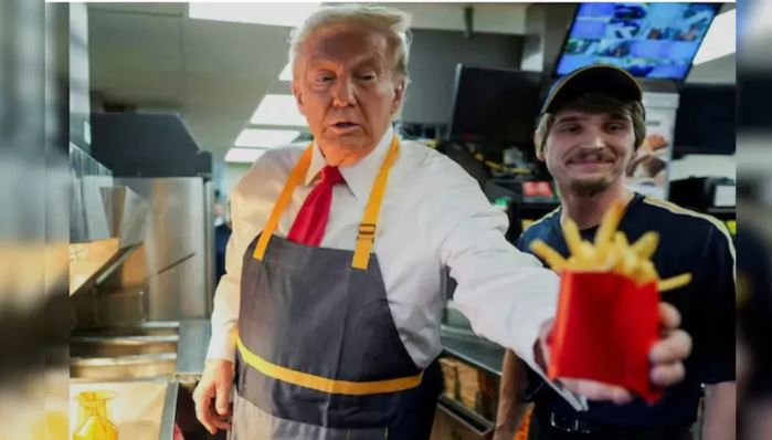 McDonald ‘ਚ ਫਰੈਂਚ ਫਰਾਈਜ਼ ਬਣਾਉਂਦੇ ਨਜ਼ਰ ਆਏ Donald Trump, ਖ਼ੁਦ ਹੀ Serve ਕੀਤਾ ਆਰਡਰ